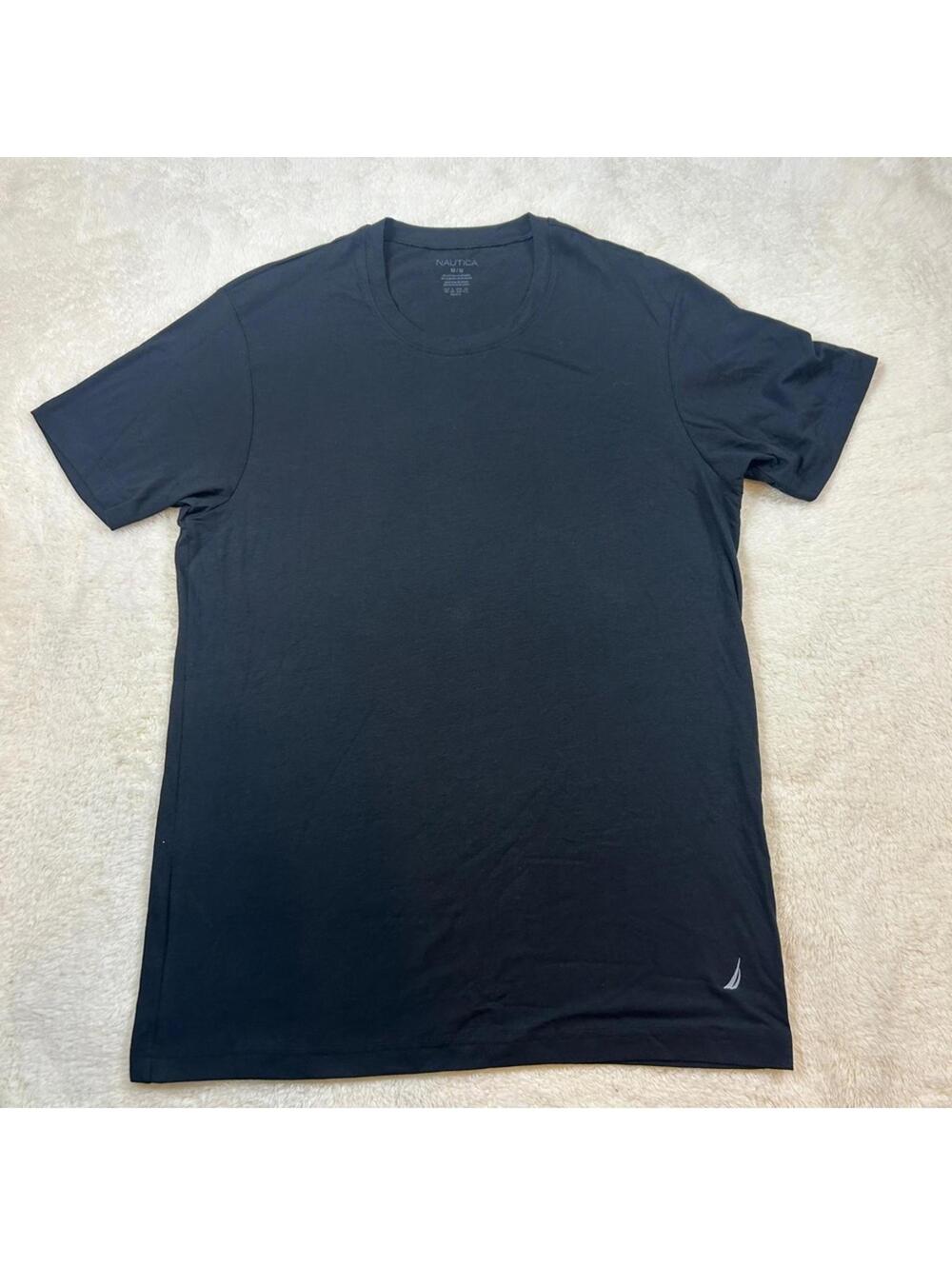 Nautica Men's Black Crew Neck T-Shirt Short Sleeve Cotton Tee Size Medium